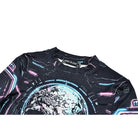 Darkinlove Women's Cyberpunk Neon Circuit Skull Print Mock Neck Long Sleeve Top