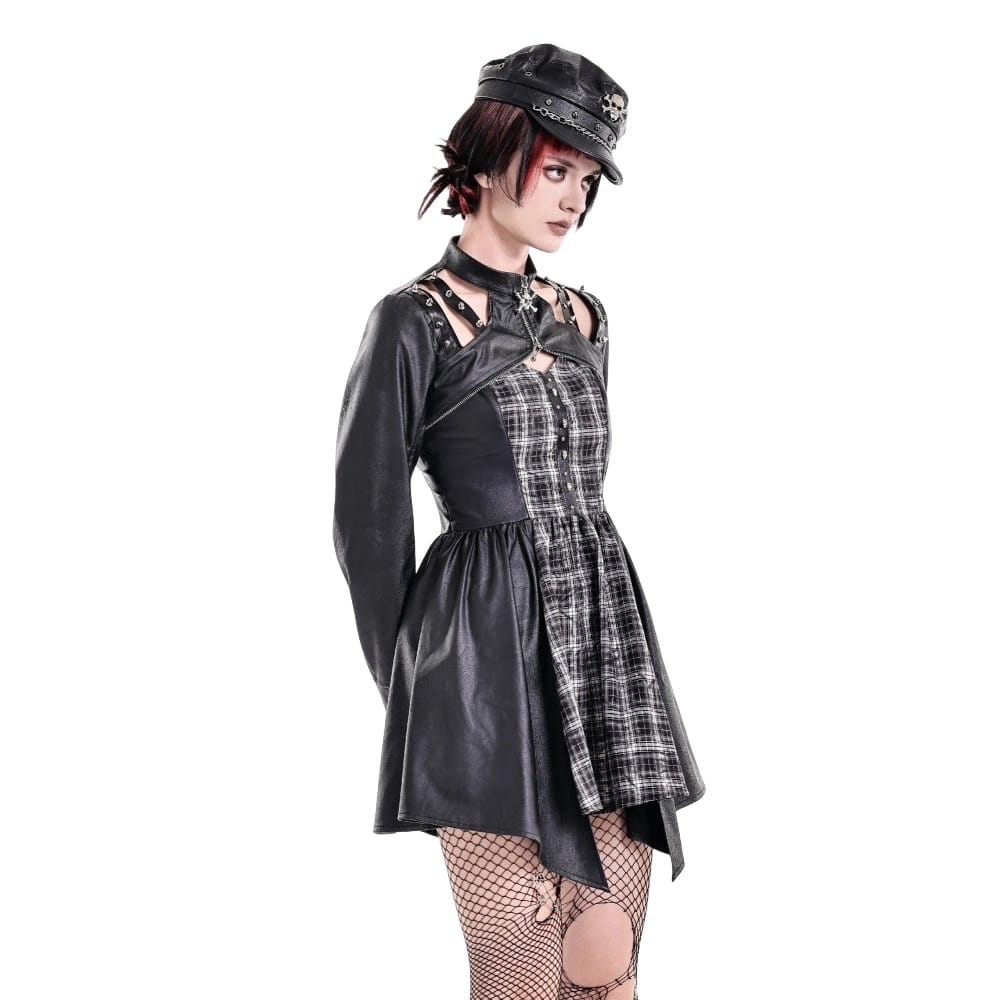 Darkinlove Women's Cyberpunk Spiked Cutout Long Sleeve Cape
