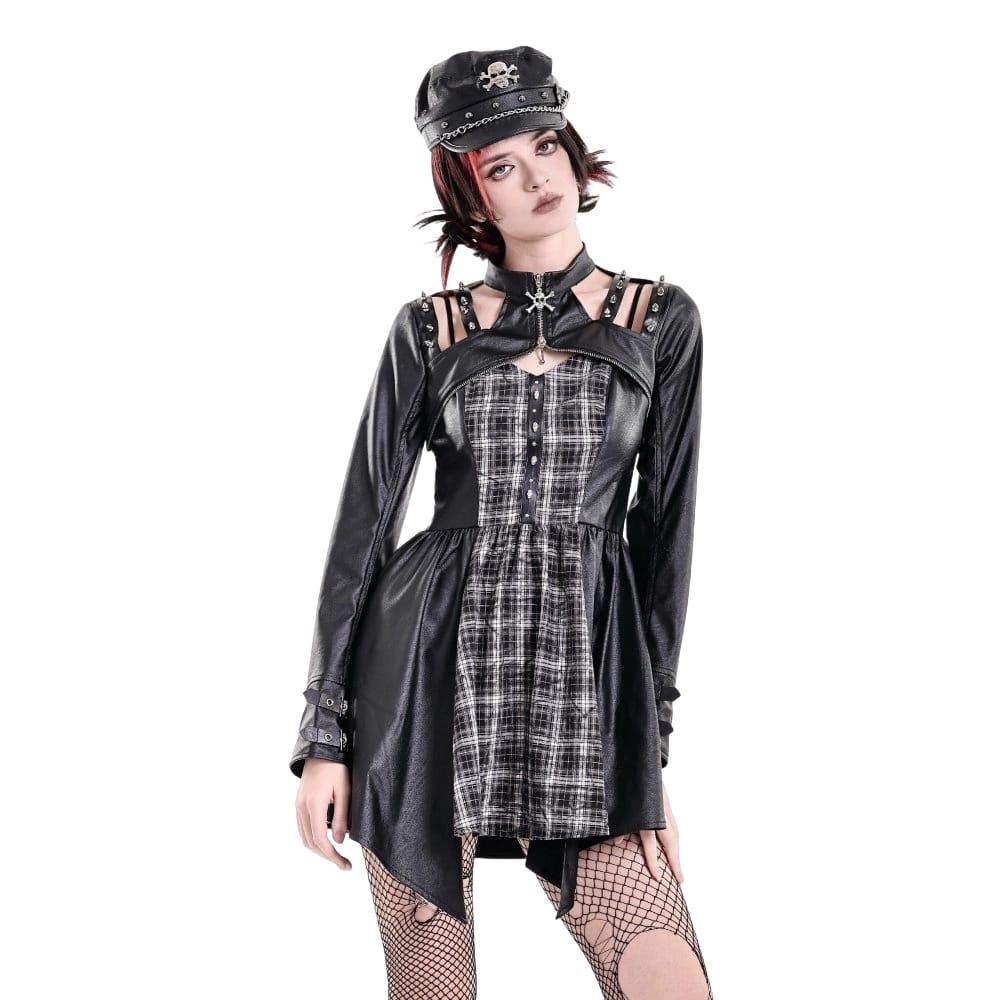 Darkinlove Women's Cyberpunk Spiked Cutout Long Sleeve Cape