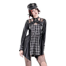 Darkinlove Women's Cyberpunk Spiked Cutout Long Sleeve Cape