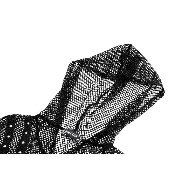 Darkinlove Women's Cyberpunk Studded Hooded Mesh Cape