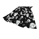Darkinlove Women's Gothic Bat Coffin Skull Print Peter Pan Collar Bishop Sleeve Short Dress