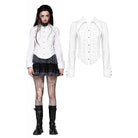 Darkinlove Women's Gothic Bat Collar Ruffled Shirt
