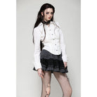 Darkinlove Women's Gothic Bat Collar Ruffled Shirt