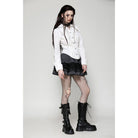 Darkinlove Women's Gothic Bat Collar Ruffled Shirt