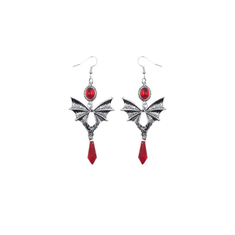 Darkinlove Women's Gothic Bat Ruby Earrings