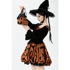 Darkinlove Women's Gothic Bat Star Moon Pattern Pumpkin-shaped Handbag