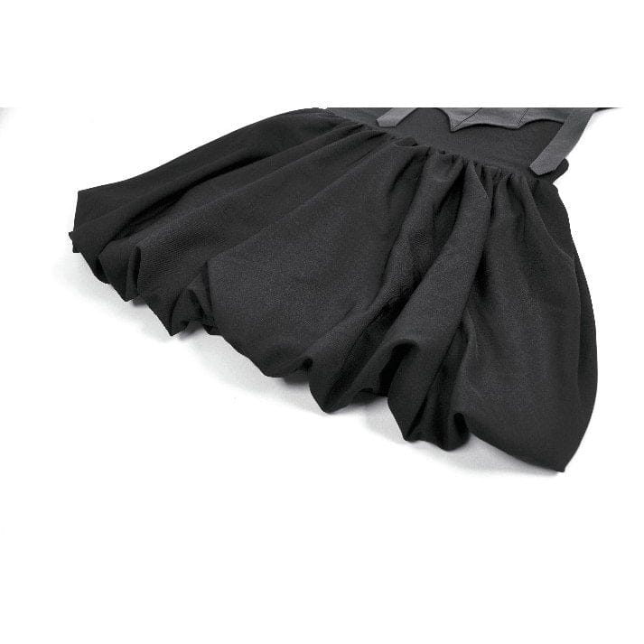 Darkinlove Women's Gothic Bat Wing Buckle Suspender Dress with Tail