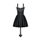 Darkinlove Women's Gothic Bat Wing Buckle Suspender Dress with Tail