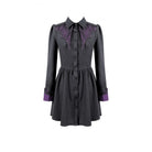 Darkinlove Women's Gothic Bat Wing Patchwork Two‑Tone Long Sleeved Short Dress
