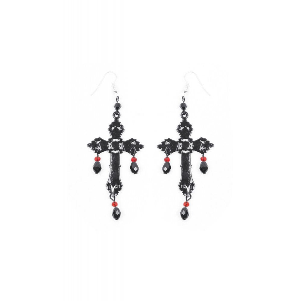 Darkinlove Women's Gothic Beaded Cross Earrings