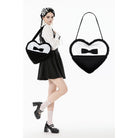 Darkinlove Women's Gothic Bow Black&White Heart Bag