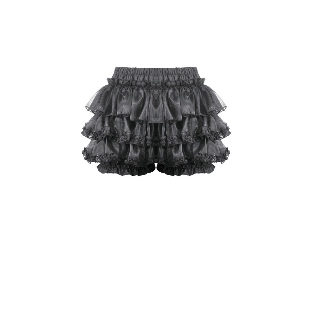 Darkinlove Women's Gothic Bowknot Lace-Trimmed Tiered Shorts