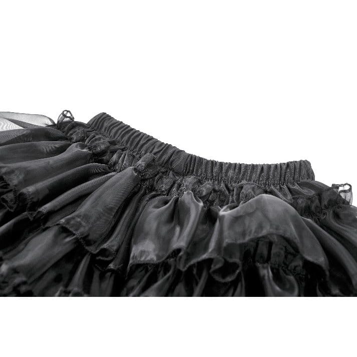 Darkinlove Women's Gothic Bowknot Lace-Trimmed Tiered Shorts
