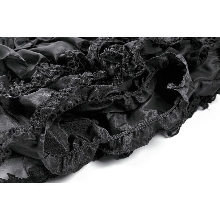 Darkinlove Women's Gothic Bowknot Lace-Trimmed Tiered Shorts