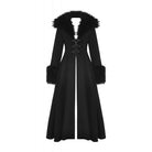 Darkinlove Women's Gothic Buckle Draped Coat with Faux Fur Collar