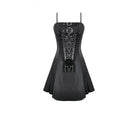 Darkinlove Women's Gothic Buckle Strap Lace-up Slip Dress