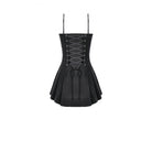 Darkinlove Women's Gothic Buckle Strap Lace-up Slip Dress