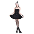 Darkinlove Women's Gothic Buckle Strap Lace-up Slip Dress