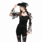 Darkinlove Women's Gothic Butterfly Embroidered Flare Sleeve Lace Cape