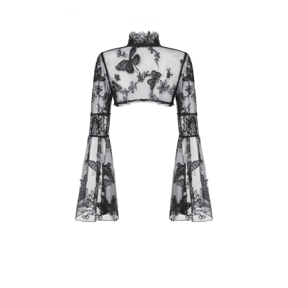 Darkinlove Women's Gothic Butterfly Embroidered Flare Sleeve Lace Cape
