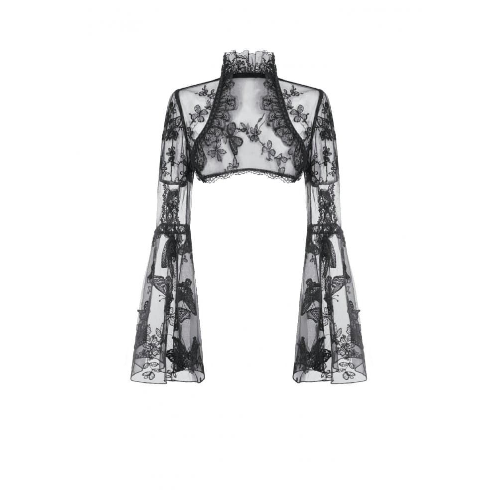 Darkinlove Women's Gothic Butterfly Embroidered Flare Sleeve Lace Cape