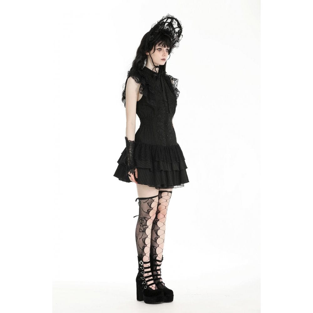 Darkinlove Women's Gothic Cheongsam Collar Ruffled Homecoming Dress