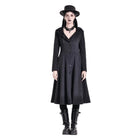 Darkinlove Women's Gothic Cobweb Lapel Pinstripe Single-breasted Long Coat