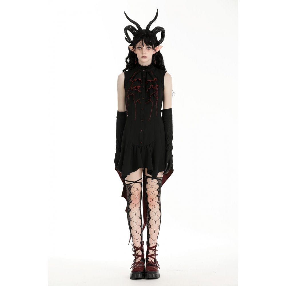 Darkinlove Women's Gothic Contrast Color Halloween Tail Dress