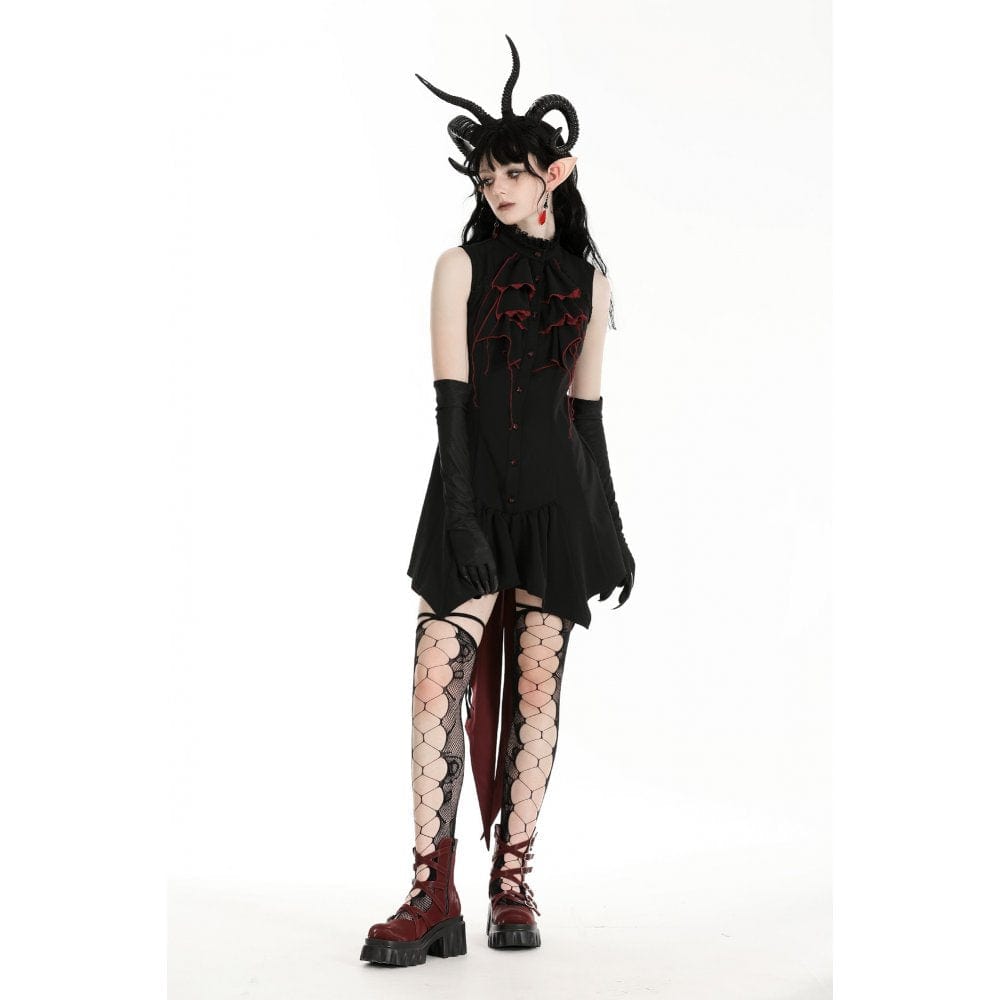 Darkinlove Women's Gothic Contrast Color Halloween Tail Dress