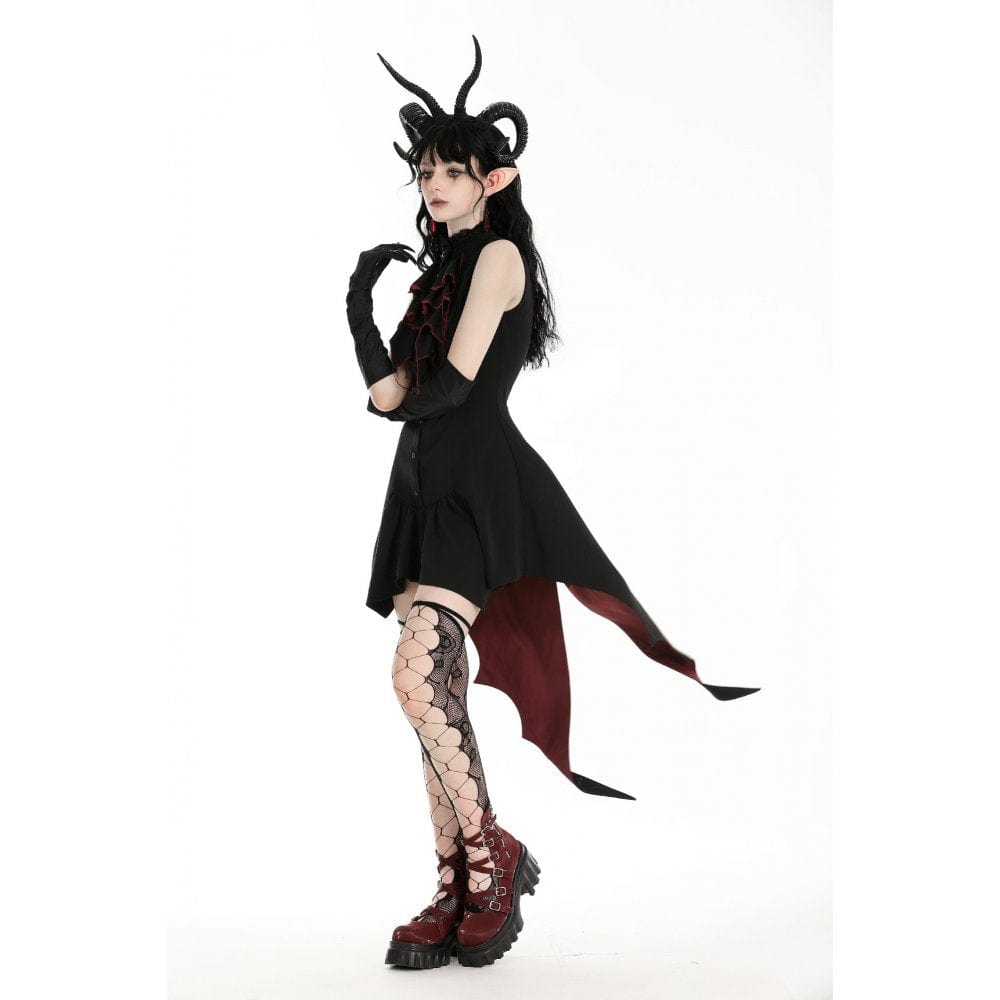 Darkinlove Women's Gothic Contrast Color Halloween Tail Dress