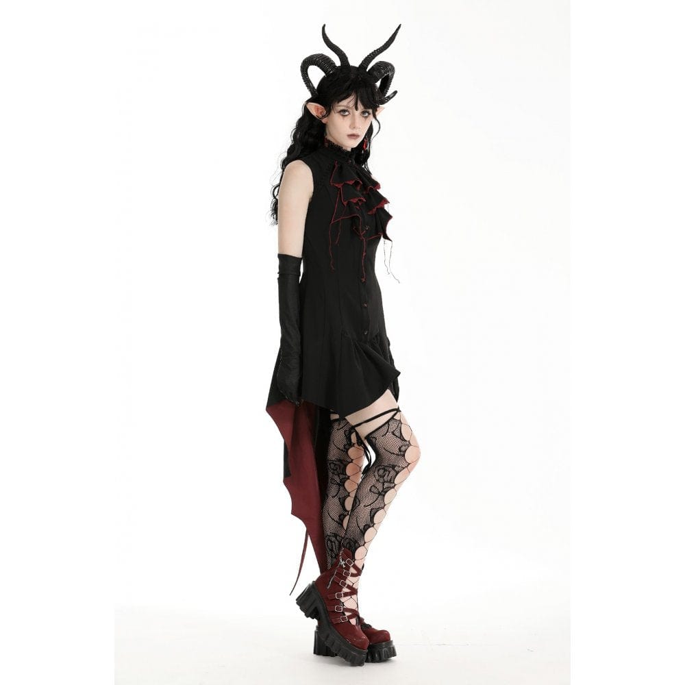 Darkinlove Women's Gothic Contrast Color Halloween Tail Dress