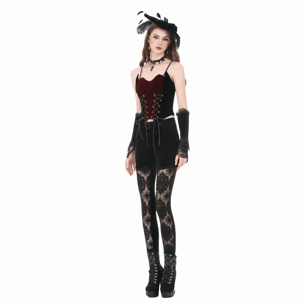 Darkinlove Women's Gothic Contrast Color Lace-up Bustier