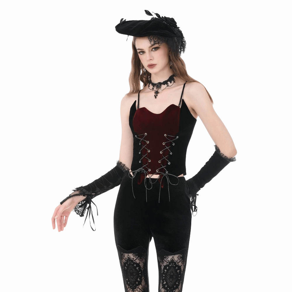 Darkinlove Women's Gothic Contrast Color Lace-up Bustier