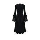 Darkinlove Women's Gothic Contrast Color Square-cut Collar Bell Sleeve Maxi Dress