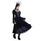 Darkinlove Women's Gothic Contrast Color Square-cut Collar Bell Sleeve Maxi Dress