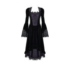 Darkinlove Women's Gothic Contrast Color Square-cut Collar Bell Sleeve Maxi Dress