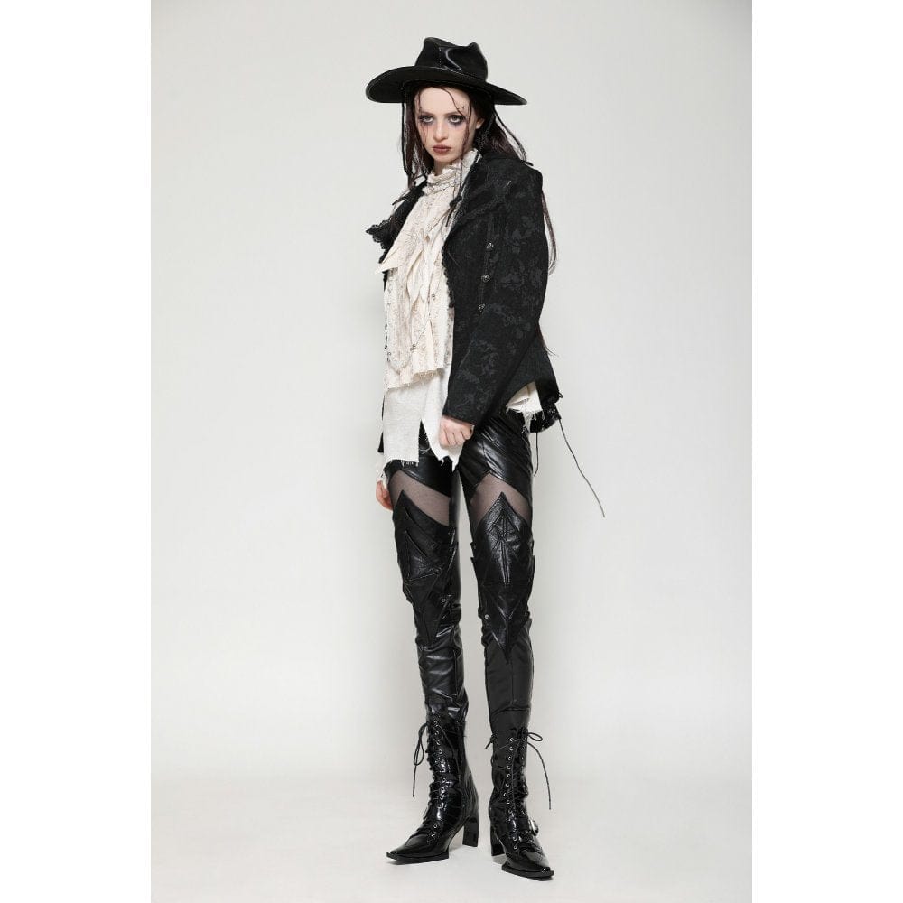 Darkinlove Women's Gothic Crochet Lace-up Jacket