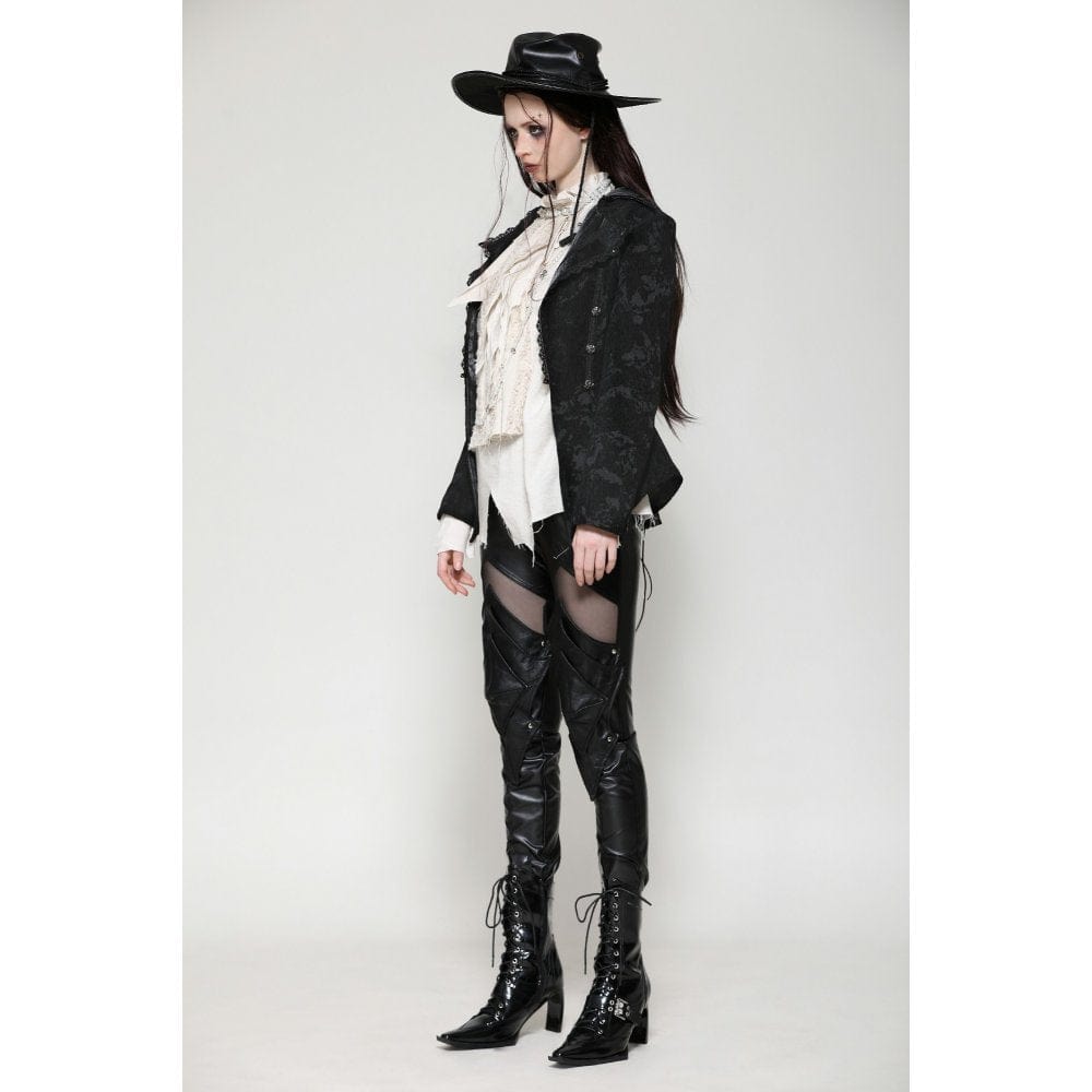 Darkinlove Women's Gothic Crochet Lace-up Jacket