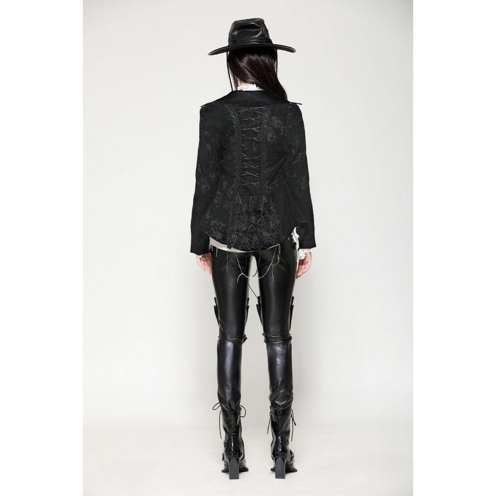 Darkinlove Women's Gothic Crochet Lace-up Jacket