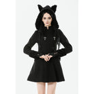 Darkinlove Women's Gothic Cross Plush Cat Ear Hooded Coat
