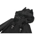 Darkinlove Women's Gothic Cross Plush Cat Ear Hooded Coat