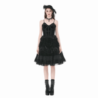 Darkinlove Women's Gothic Cross Trimmed Ruffled Velvet Top