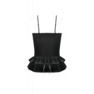 Darkinlove Women's Gothic Cross Trimmed Ruffled Velvet Top
