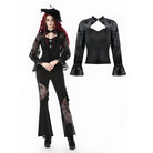 Darkinlove Women's Gothic Cut-out Butterfly Mesh Sleeves Shirt