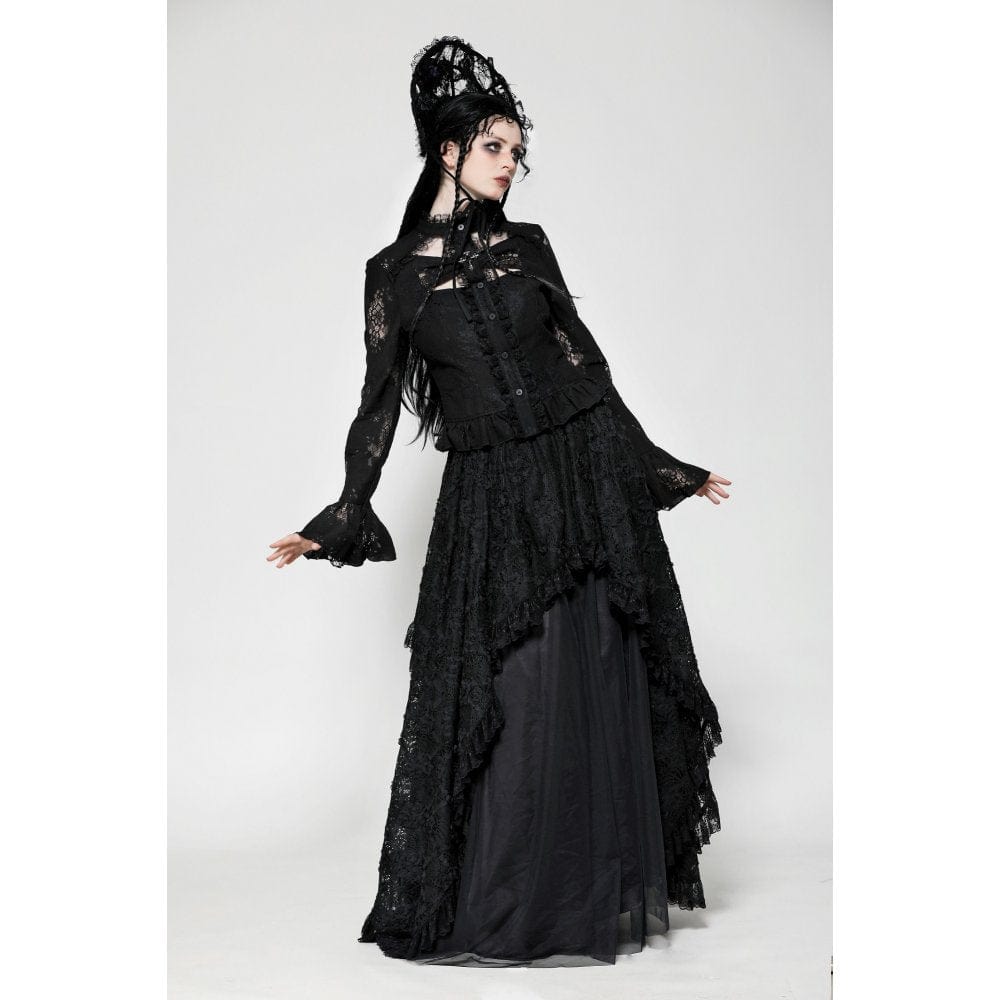 Darkinlove Women's Gothic Cut-out Lace Long Sleeved Shirt