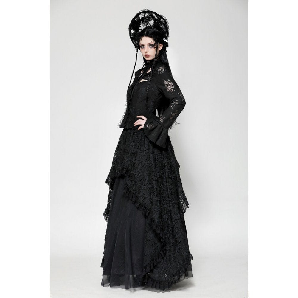 Darkinlove Women's Gothic Cut-out Lace Long Sleeved Shirt