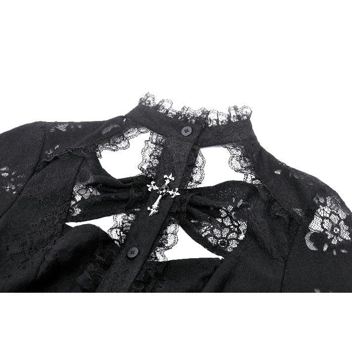 Darkinlove Women's Gothic Cut-out Lace Long Sleeved Shirt