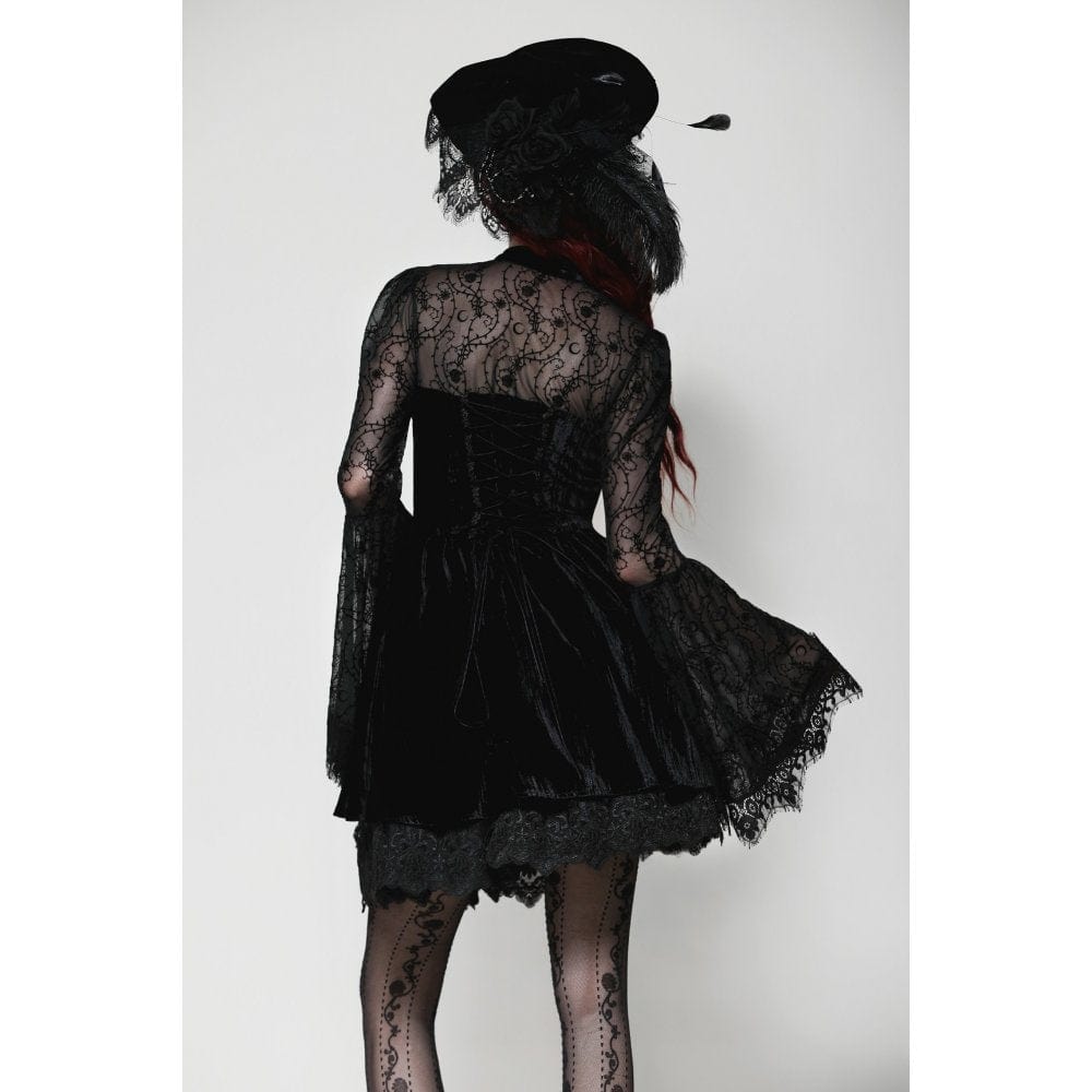 Darkinlove Women's Gothic Cut-out Lace Short Dress