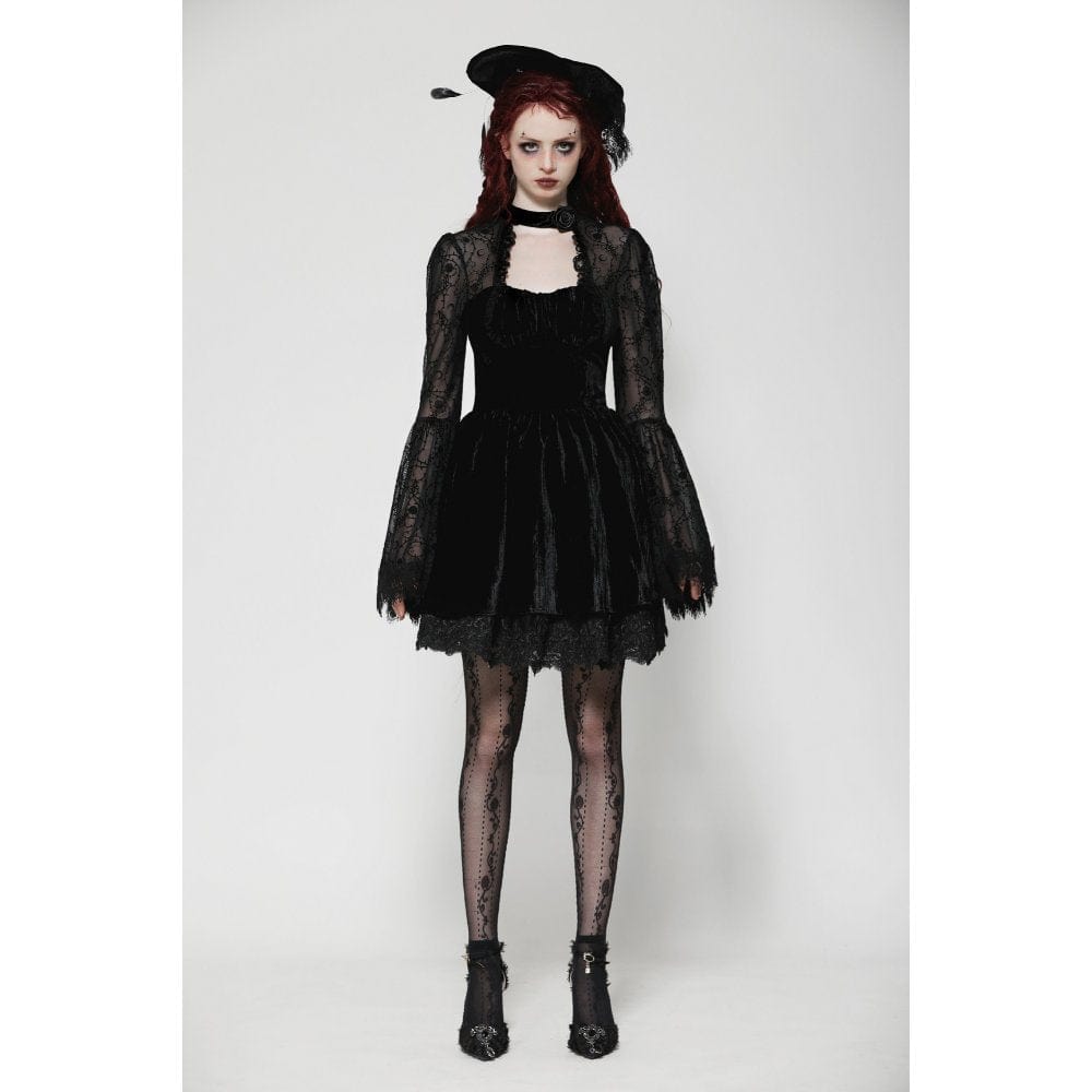 Darkinlove Women's Gothic Cut-out Lace Short Dress